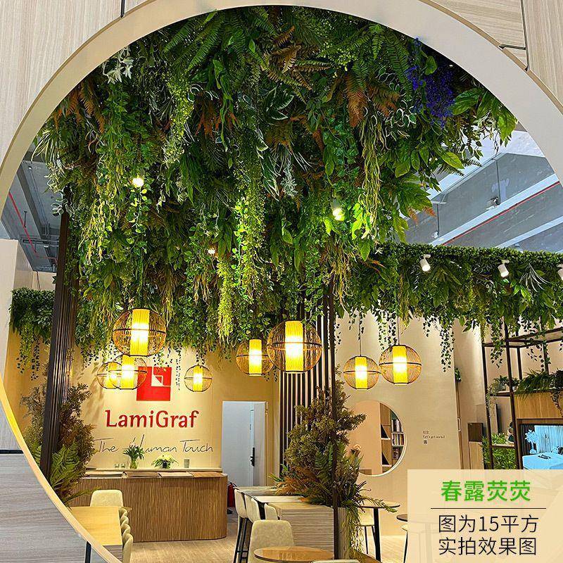 植物吊顶装饰天花板顶部花艺软装造景咖啡厅酒吧餐厅吊挂假花