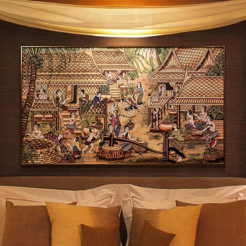 异丽东南亚风格装饰画卧室墙壁挂件客厅背景壁画餐厅泰式风情挂画