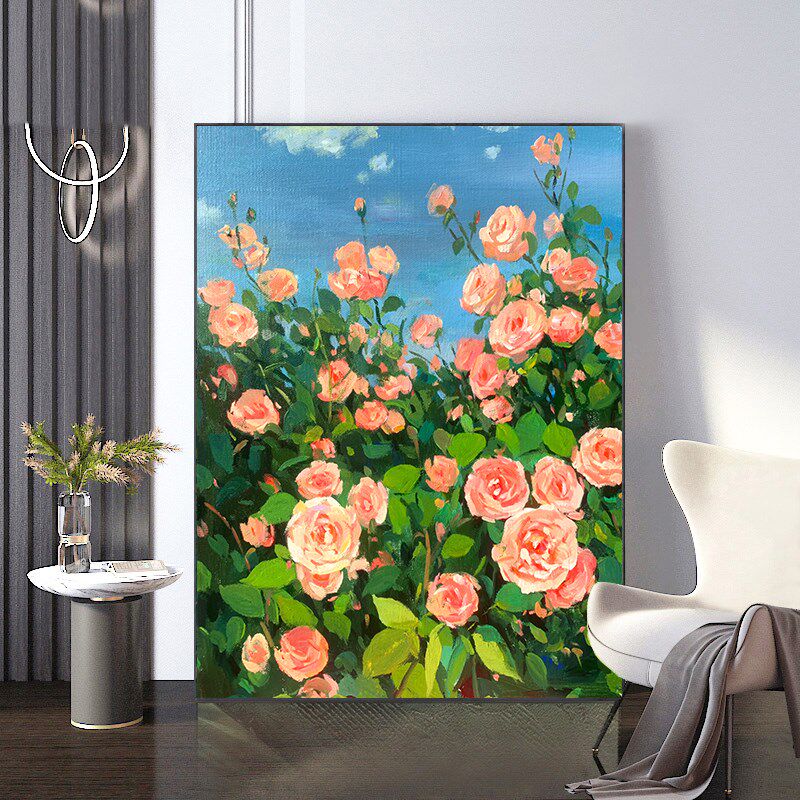 卧室diy数字油画填充填色手工手绘丙烯画花卉油彩画挂画儿童学画