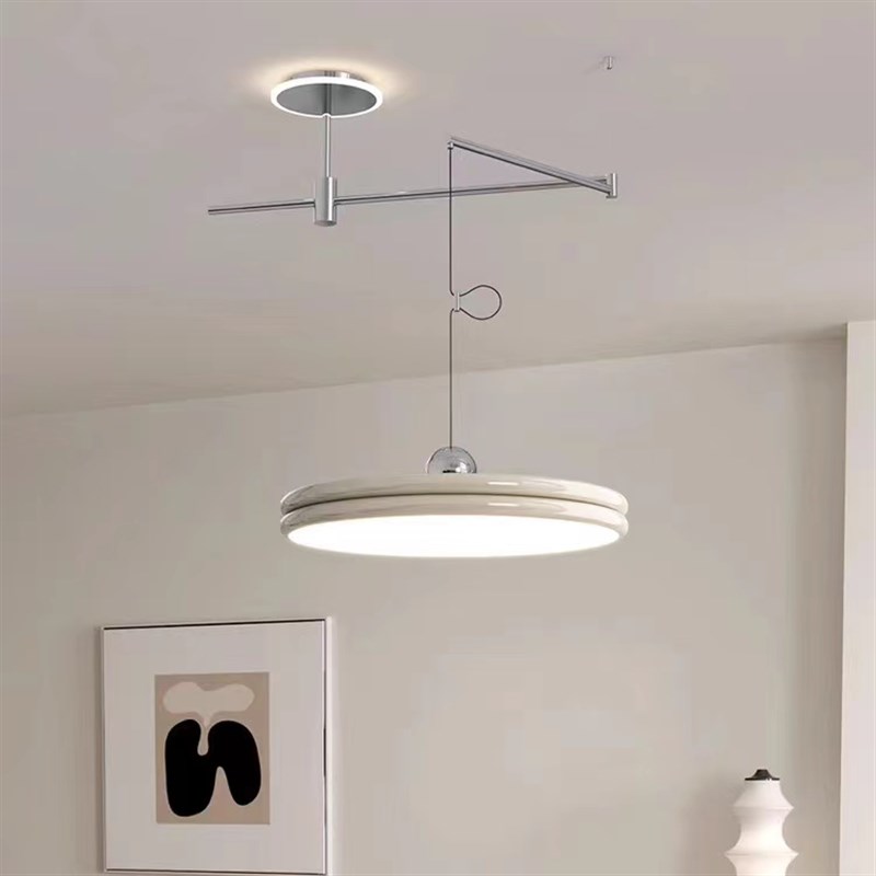 全光谱摇臂飞碟餐厅吊灯包豪斯风吧台现代简约可移位饭厅餐桌灯具