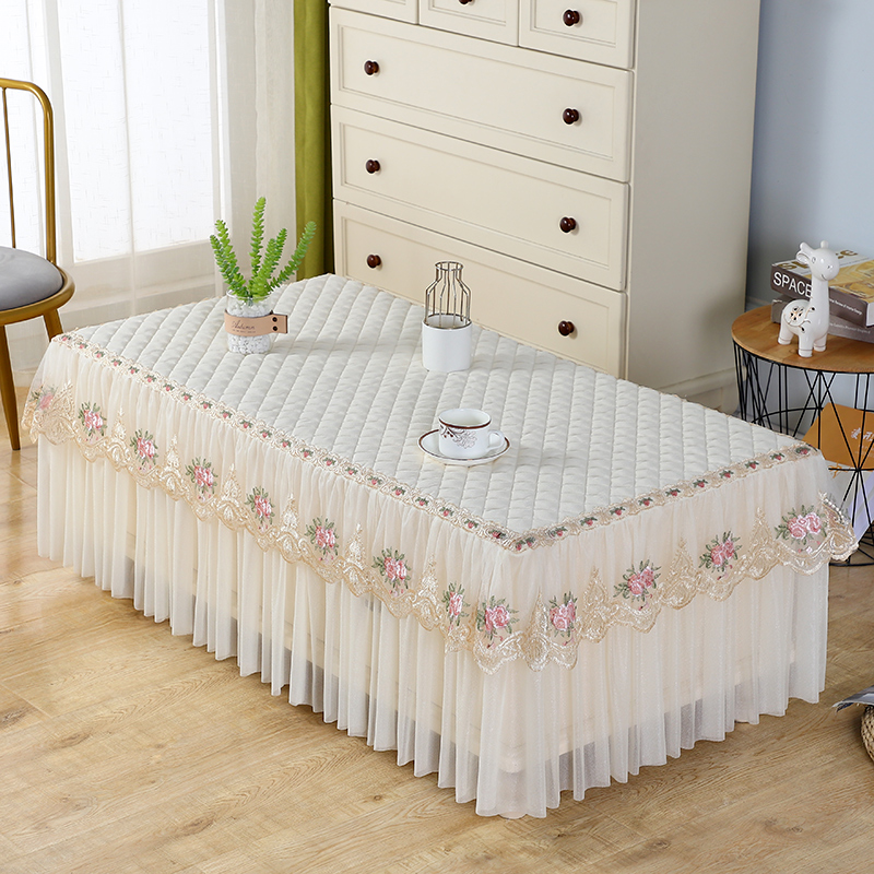 防滑茶几罩全包简约现代蕾丝桌布垫客厅盖布长方形茶机桌罩台布