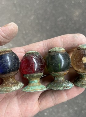 清代五品官衔帽顶顶珠官帽顶戴古代宝石帽顶配饰仿古玻璃大珠古玩