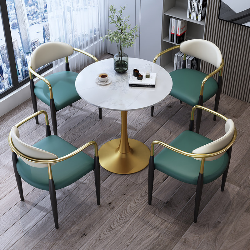 岩板洽谈接待圆桌酒店咖啡奶茶店样品屋展示中心会客阳台喝茶休闲