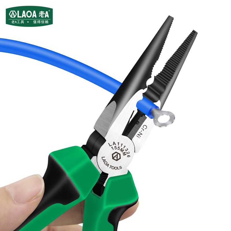 老 多功能铬镍钢钓鱼钳 尖嘴钳寸尖口钳L112剥线剪切压接钳