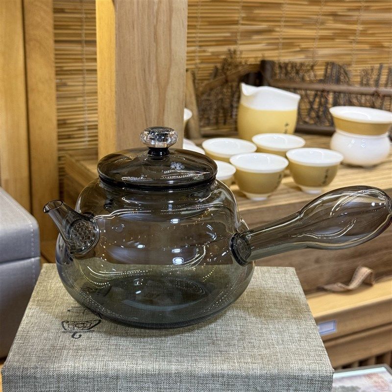 高硼硅耐高温玻璃侧把壶大号玻璃泡茶云昭壶空气灯电陶炉明火等