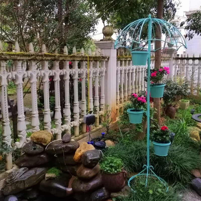 复古铁艺多层雨伞植物花架花园阳台装饰庭院落地多肉创意花店花盆