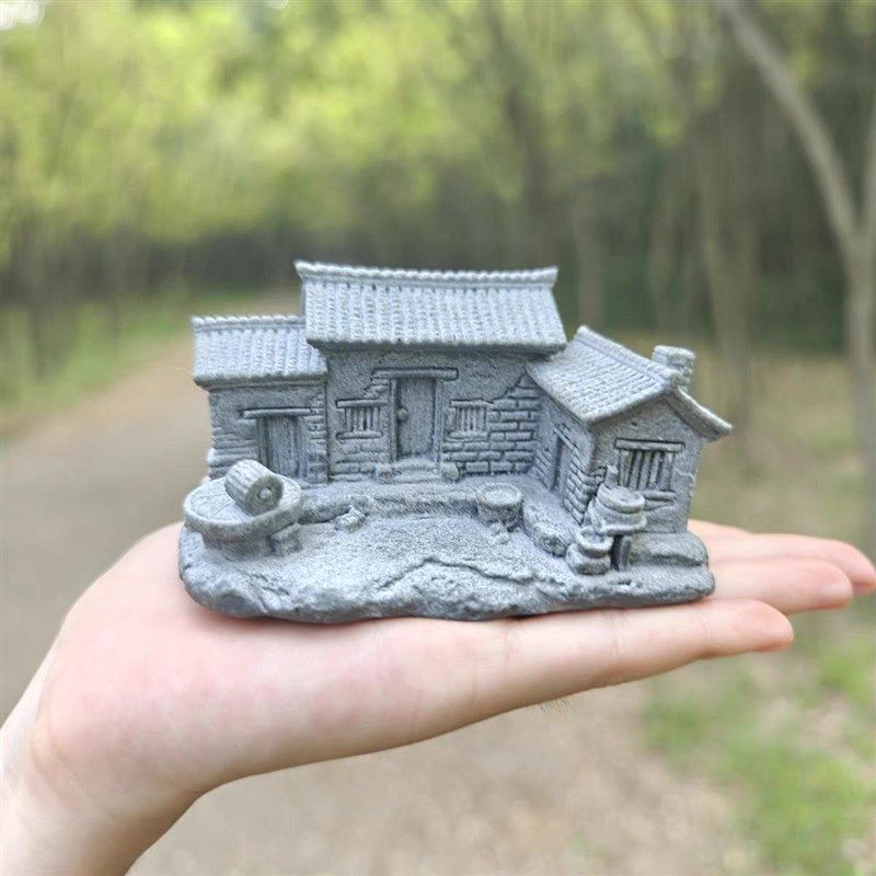 青砂石仿真景观老房子微景观小摆件假山鱼缸造景装饰园艺花卉盆景