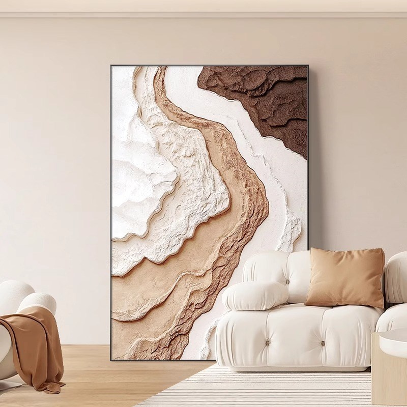 侘寂风客厅装饰画高级感沙发背景墙挂画抽象肌理玄关走廊过道壁画