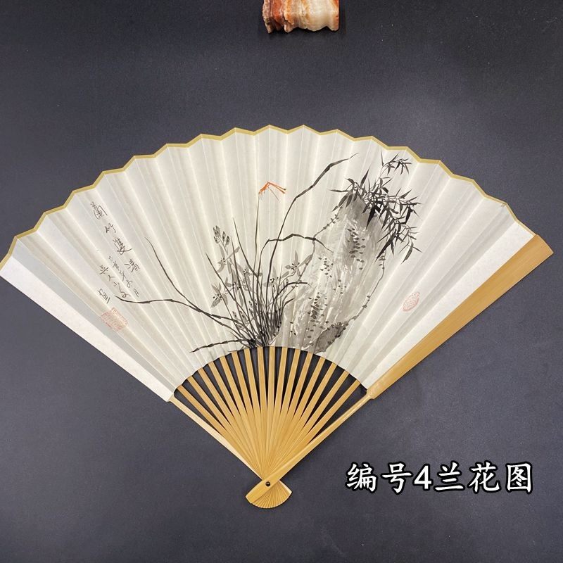文玩折扇汉服扇子古代纯手绘扇面95寸18方道具礼品扇酒吧蹦迪扇子图片