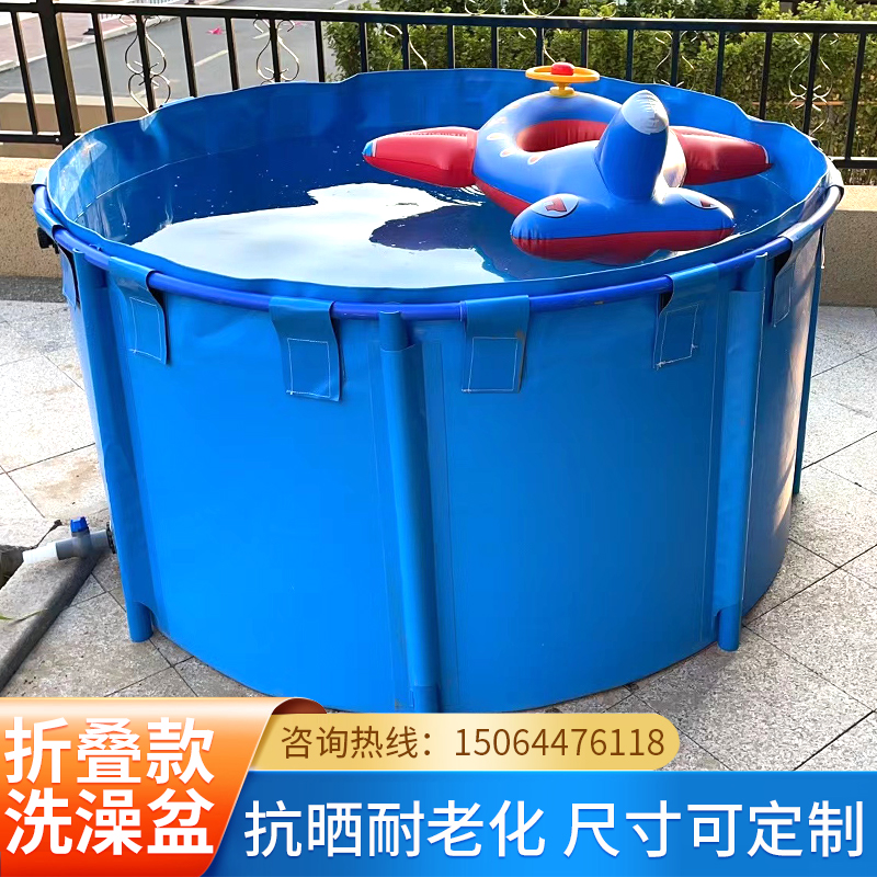 帆布鱼池圆形加厚带支架室外大型养鱼水箱折叠蓄水池锦鲤养殖鱼池