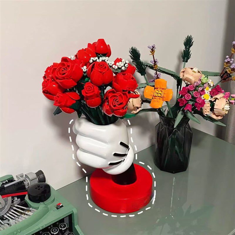 多功能米奇手握花瓶笔筒插花客厅卧室卡通摆件艺术感桌面装饰