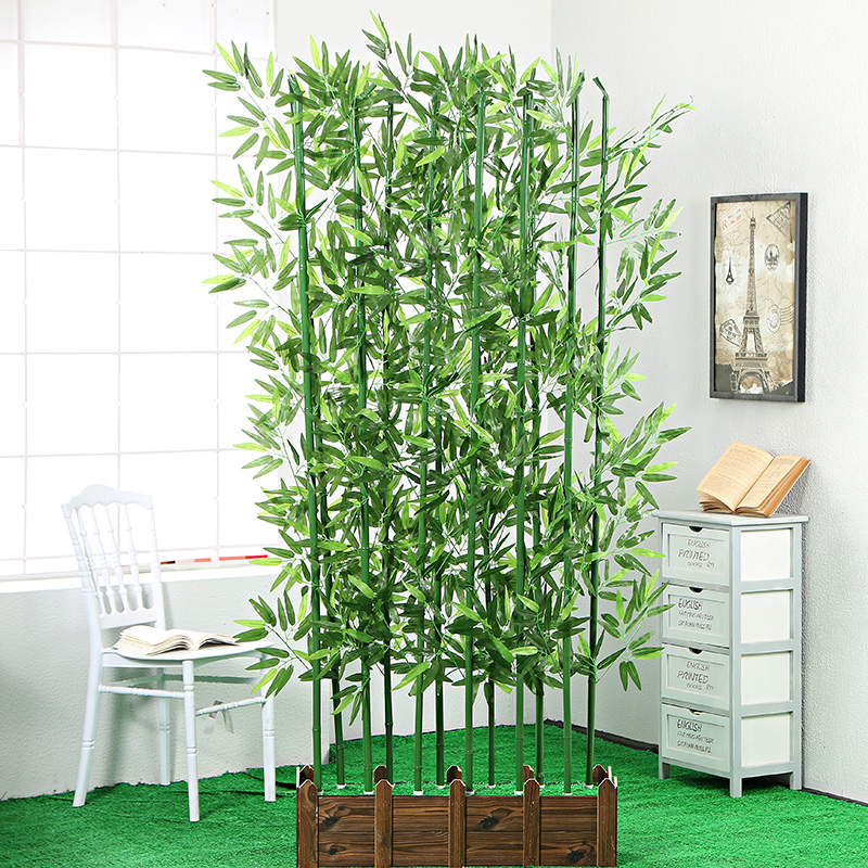 仿真竹子竹篱笆室内装饰屏风隔断人造塑料假竹叶酒店商场室外造景