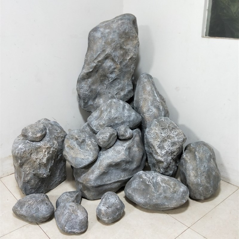 仿真石头造景装饰假山石园林景观摆件拍摄道具庭院美化淡灰色风格