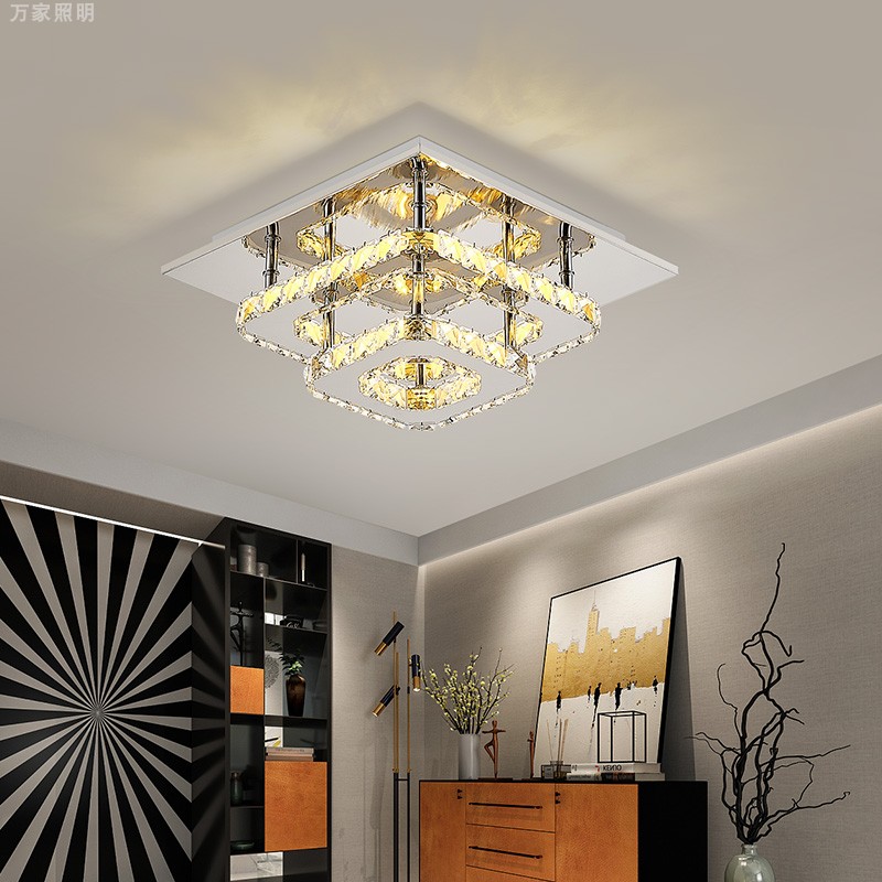 创意LED走道灯走廊灯 正方形玄关灯现代简约门厅灯水晶灯走道灯