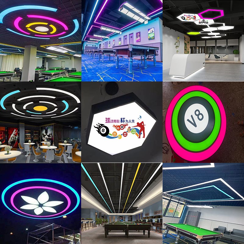台球室墙面柱子线形灯电玩城游乐场舞蹈室网吧台球厅VR氛围吊灯