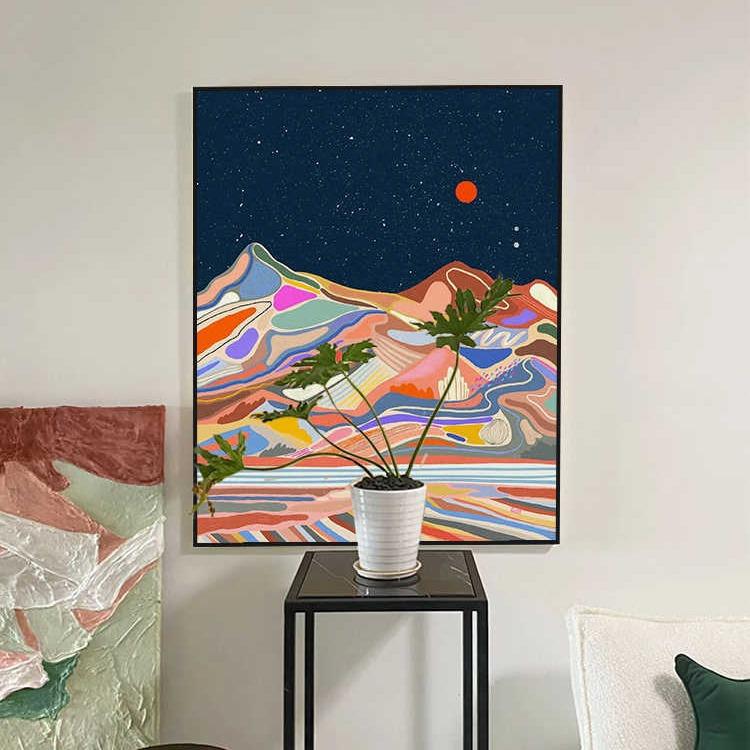 多巴胺抽象彩色风景玄关小众艺术星空挂画人物客厅装饰画