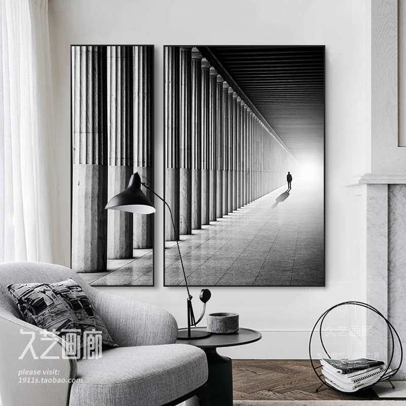 工业风建筑装饰画客厅挂画设计师书房办公室壁画现代空间简约黑白