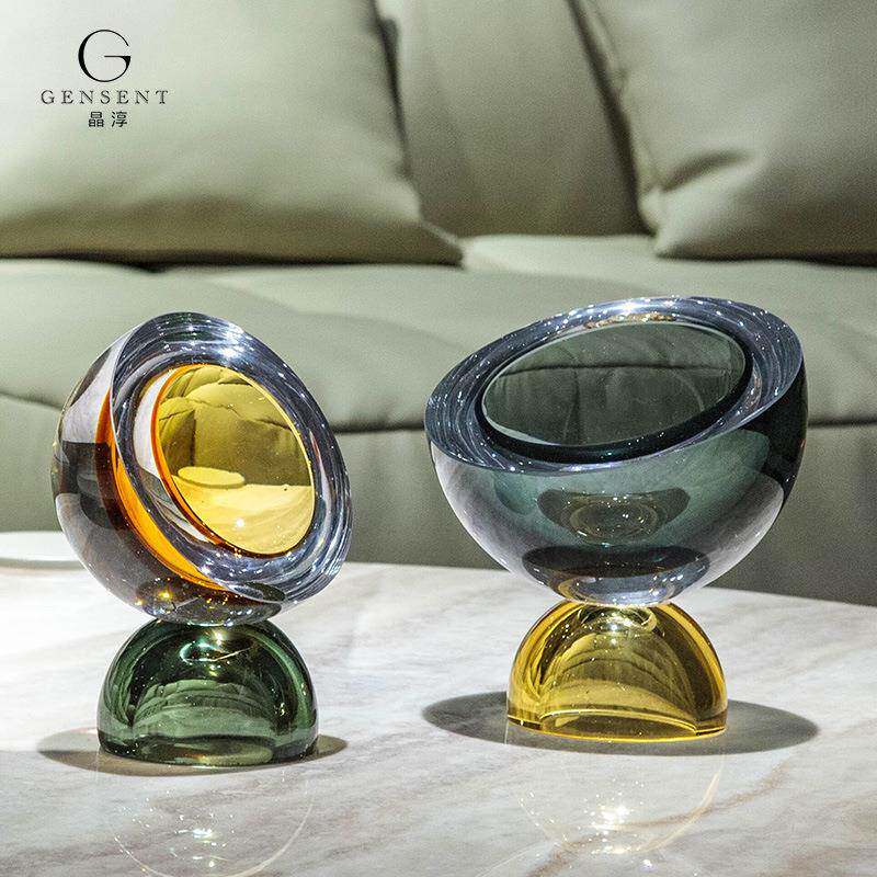 晶淳 现代艺术琉璃客厅摆件 玄关玻璃装饰 电视柜酒柜创意工艺品