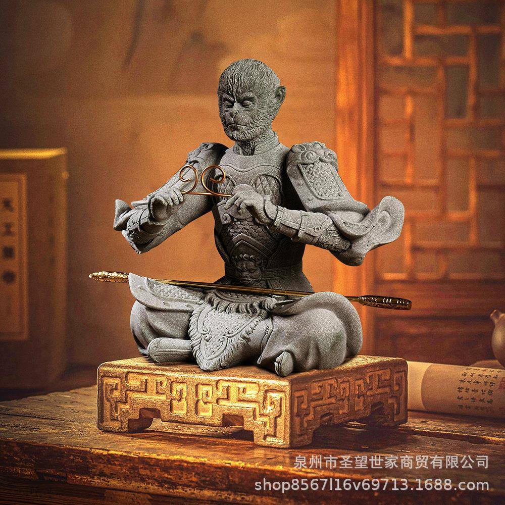 大圣悟空美猴王国风青砂石茶宠桌面鱼缸假山微景观造景家居装饰摆