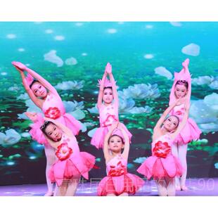 高档白玉兰盛开儿童舞蹈演服一装桃花盛开图表图裙女表完白玉兰芬