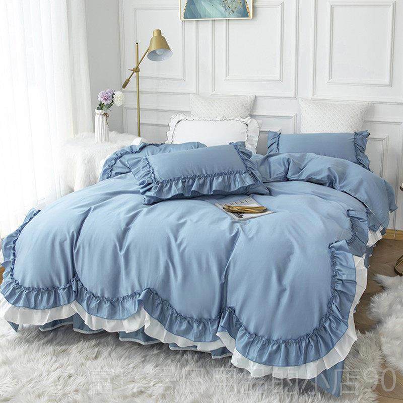 高档ins公主风00全1棉四件套纯棉网红少心叶荷边被套床裙床上女用,床上用品,床品套件/四件套/多件套,淘宝优惠券,粉丝福利购,淘宝优惠卷