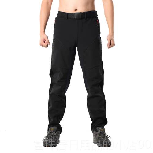 高档秋冬季骑行加加厚男防风水衣服加防绒厚保暖抓绒登山裤自行车