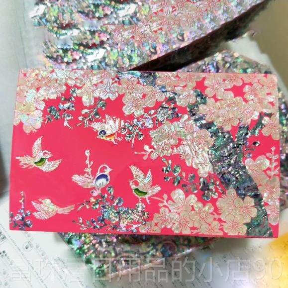 高档珍珠母漆珍珠母中松木鹤首饰盒手镯鲍纳戒鱼壳婚礼民族风格实