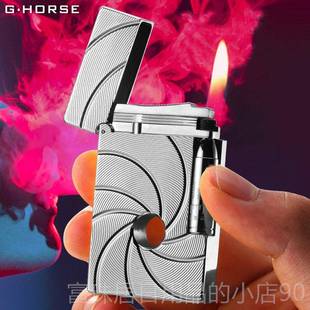 高档神骏HORE精品轻奢朗S声打充火机纯黄铜礼品个性子弹孔清G脆气