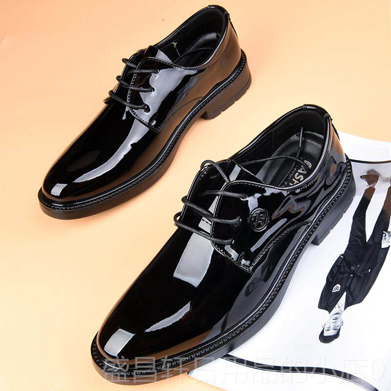 高档春季男商士皮鞋男韩鞋版务尖头亮皮英伦休闲鞋新郎结鞋婚子男