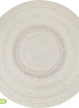 高档casn然手工编织圆形羊l毛茶地毯ins风客厅几垫书房卧室天床边