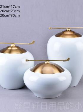 高档新中式陶瓷罐摆件创桌意室客厅酒柜摆书房现代软装饰品玄关茶