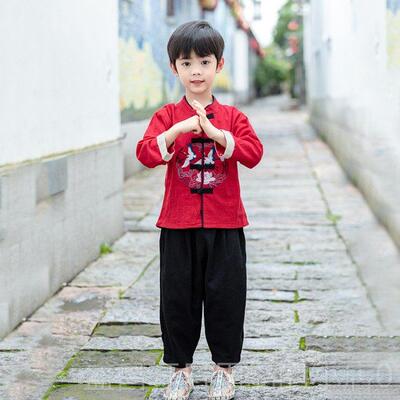 高档儿童国学汉唱服毕季班服中国风古装幼儿园三出字经朗诵合演服