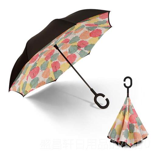 高档双层反向折伞汽车雨车载车用长柄反骨反开 方向叠lo反g伞o定