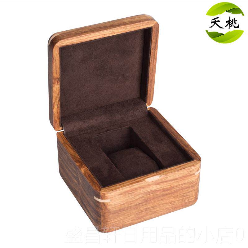 高档夭桃饰品）非花洲梨木纯实木质单表位手表旅盒便捷行（精致收