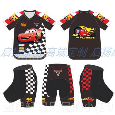 高档扬儿恤童平衡车长定短袖骑行轮滑服运动TV领启速干衣透气工厂