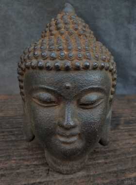 高档佛头摆佛首禅意关迦牟尼佛件像茶室玄客厅释民俗怀旧工艺家居