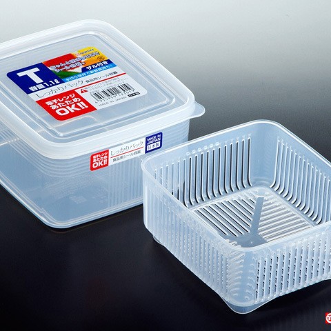 日本保鲜盒1.1L带沥水