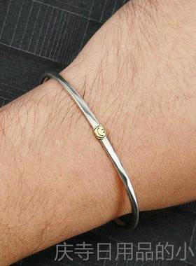 高档牛钝精工amp apan经J典笑脸手镯银925男女纯情侣手环手链细款