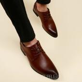 高档英尖头内潮增高青正装 商务休闲 透气年韩版 皮鞋 男伦士真皮夏季