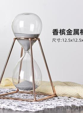 高档金属漏计时器0分耶诞节礼3物轻钟奢计时沙漏创意办公室客沙厅