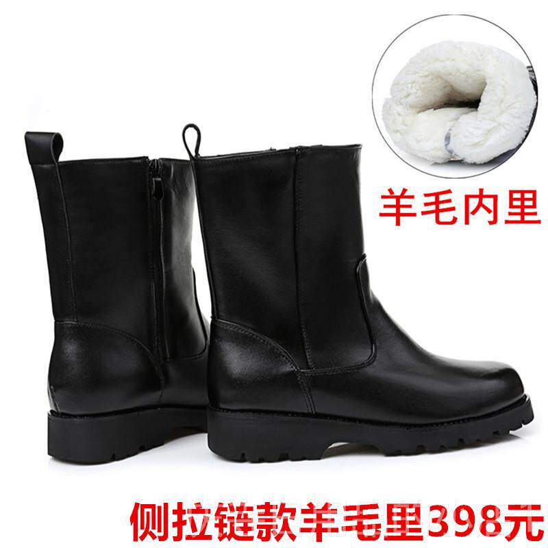 高档皮毛一体皮牛雪靴男士防全水棉鞋工装地靴马术羊毛靴保暖爸爸