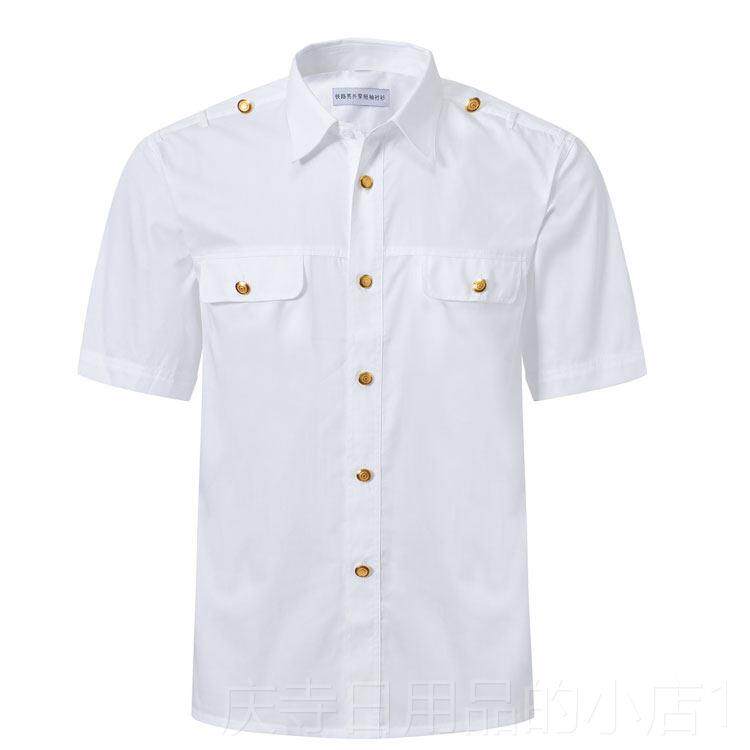 高档3新式铁2制服男衬衣高铁乘务员短长路袖工作铁路路服服白衬衫