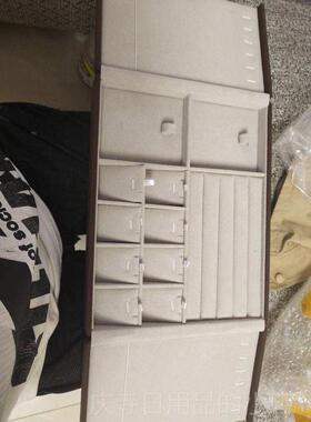 高档高 镯新品双开戒指包咖档色手耳钉 坠挂件饰品盒首吊饰收纳展