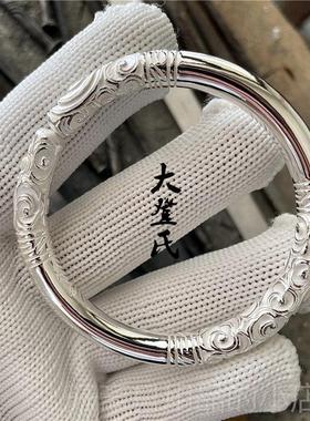 正品银如意金箍棒手镯 9红99纯云南花雪银 纯手工定制网同款实心