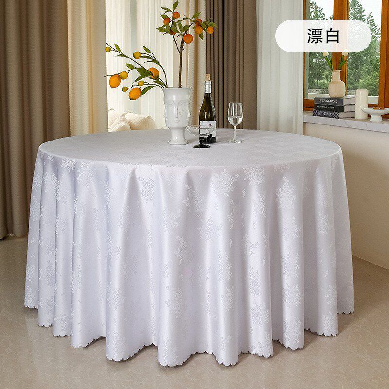 酒店桌布饭店台布 餐厅宴会布圆形大圆桌布艺 加厚月季花提花桌布