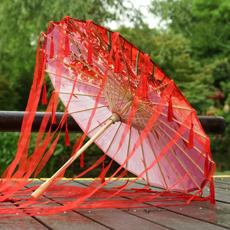 古风伞油纸伞防雨复古流苏伞汉服舞蹈摄影旅拍大小号绸布工艺伞