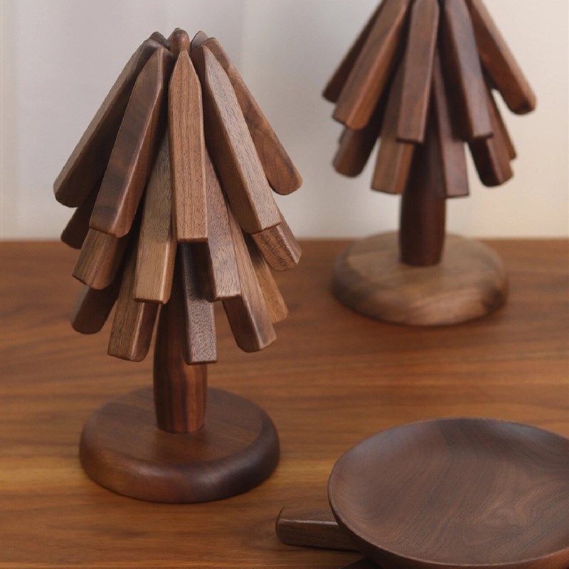 小树隔热垫黑胡桃木一棵树防烫餐桌垫砂锅垫汤碗锅垫耐高温杯垫子