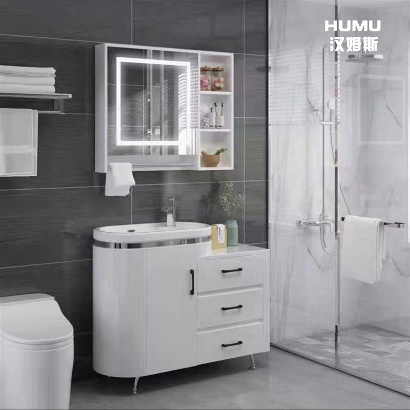 智能镜柜简约现代防水洗脸洗手池洗漱台盆浴室柜组合小户型落地式