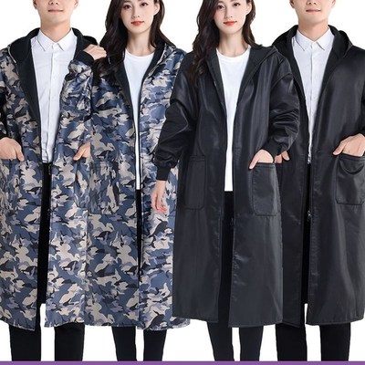 干活穿的罩衣加绒加厚过膝加长款工作服防水围裙大人冬天男女罩衣