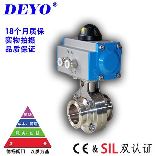 D681X气动卫生级蝶阀,卡箍式快装螺纹,304/316L食品级,单/双作用